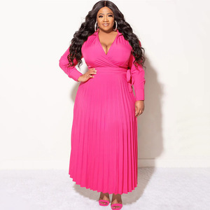 <strong>Custom</strong> <strong>Dresses</strong> Women Solid Color Half Sleeve V-Neck Office <strong>Dresses</strong> Women Lady Elegant Pleated <strong>Dress</strong> With Belt - Product Image 6
