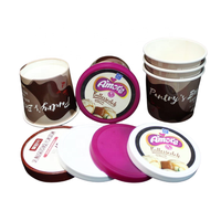 Gobelets à crème glacée écologiques personnalisés avec logo imprimé, jetables, 3oz, 4oz, 5oz, 6oz, 8oz, avec couvercle et cuillère, contenants pour yaourt glacé et gelato