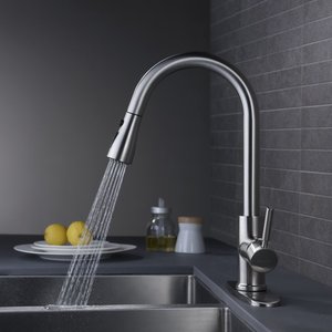 Robinet de cuisine en acier inoxydable 304, mitigeur de cuisine moderne en laiton avec douchette extractible pour évier - Product Image 5
