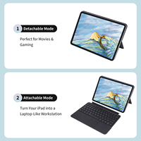 Étui clavier magnétique détachable pour iPad 10e génération 10,9 pouces avec pavé tactile, clavier Bluetooth sans fil rétroéclairé, folio