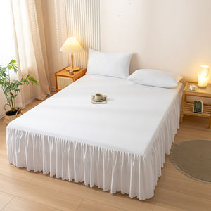 200TC 肌に優しい モダンで環境に優しい 100% ポリエステル ベッドスカート 家庭用＆ホテル用 無地 ホワイト - Product Image 2