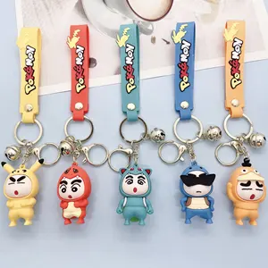 Commercio all'ingrosso 2023 nuovo 3D Cartoon Crayon Shin-chan portachiavi borsa ciondolo auto coppia studente piccolo regalo portachiavi in Silicone morbido