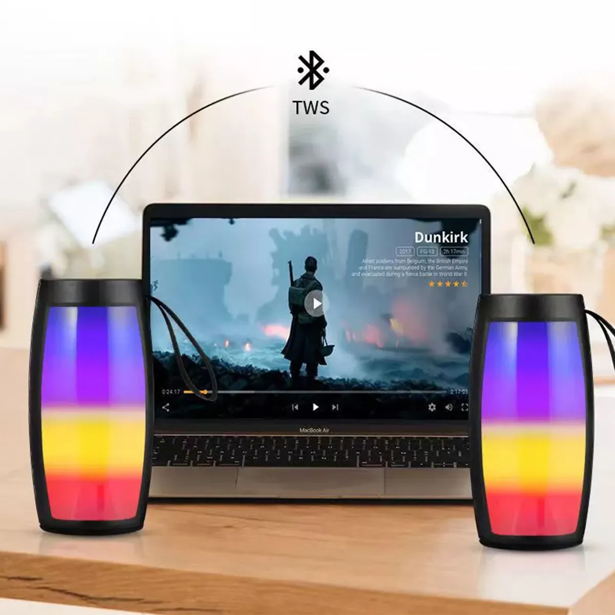 Hot Selling Wireless Bluetooth Speaker Gift Stereo Sound Bluetooth Speaker Colorful Light MP3 Player for Promotion