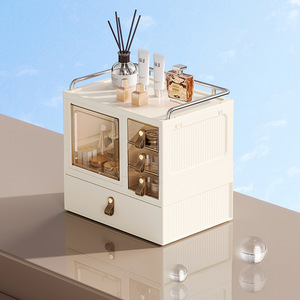 Cosmetic Storage <b>Box</b> With Drawers Acrylic Desktop Organizer For <b>Makeup</b> Skincare Storage 18 Capacity Covered Design - Product Image 3