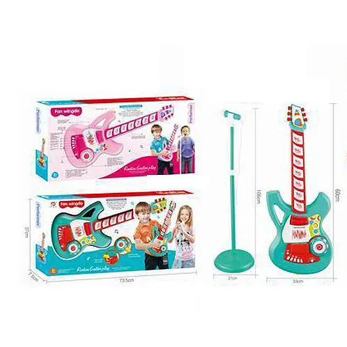 Jinming Kids música guitarra canto jugador inducción guitarra eléctrica micrófono juguete conjunto para niños
