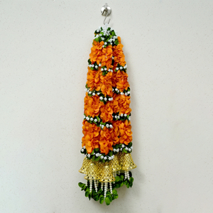 Guirnalda de Flores Artificiales de Naranja con Campanas Doradas, Decoración Colgante para Bodas, Festivales, Hogar y Templo - Product Image 1