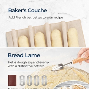 Stocks en liquidation - Ensemble cadeau de 2 paniers à pain Lorzon Banneton (10 pouces, rond et ovale, en rotin) - Fournitures pour la pâte à pain au levain - Product Image 4