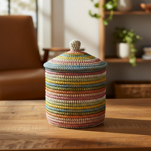 Cesti Portaoggetti Decorativi Moderni in Cotone Naturale Intrecciato con Coperchio, Impilabili e Appendibili per il <span class=keywords><strong>Bagno</strong></span> - Product Image 3