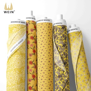 <span class=keywords><strong>Tela</strong></span> de Algodón Premium C180 Orgánica Peinada, Edición Limitada, Serie Floral <span class=keywords><strong>Amarilla</strong></span>, para Vestidos de Mujer - Product Image 1