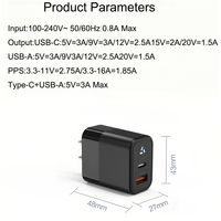 Cargador Rápido PD de 30W Personalizado al por Mayor de Fábrica, Estándar Estadounidense, Doble Puerto USB-A+Tipo-C, Adaptador de Pared GaN para Teléfono Celular y Tableta