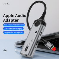 Adaptador de conector de auriculares 2 en 1 de Audio de alta calidad, 8 pines a 3,5mm, 5V, convertidor de micrófono auxiliar de carga, adaptador OTG para iPhone