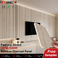 Panneau mural en fibre de bois de bambou co-extrudé avec placage de charbon de bois, panneau WPC en cristal de carbone, feuille décorative pour bureau (vente en gros)