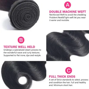 Remy Brazilian Body Wave Human Hair Bundle Natural Black Double Drawn Body Wavy Human Hair Weft Extensions