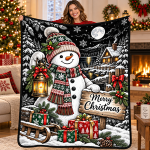 Custom Christmas Coloring <b>Throw</b> Blanket Rectangular Doodle Art For Adults And Kids With 24 Color Fabric Markers Included - Product Image 3
