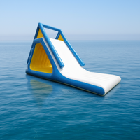 Toboggan aquatique gonflable flottant de qualité commerciale, toboggan aquatique géant gonflable pour parc aquatique et complexe lacustre