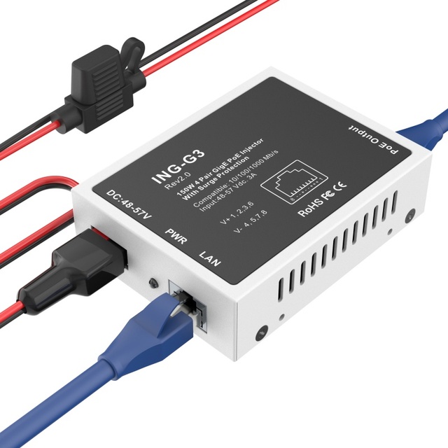 HoweVis 150W Starlink Gigabit PoE Injector 4 Pair GigE starlink satellite internet kit v2 48-57V/3A 10/100/1000Mbps