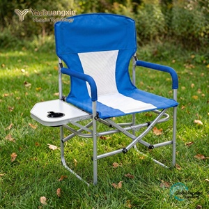Outdoor Folding Chair With Side <b>Table</b> Aluminum Frame Oxford Fabric Green And Gray Casual Garden <b>Camping</b> Chair - Product Image 6