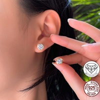 S925 Sterling Zilver Bezel Set Moissanite vergulde oorbel studs 1CT D Kleur VVS1 Geslaagde Diamanttester voor Valentijnsdag cadeau