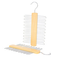 20 Cintres à Cravates en Bois Massif Personnalisables avec Logo, Qualité Supérieure, 20 Niveaux, Design Moderne Durable, Gain de Place pour Magasins et Salles de Bain