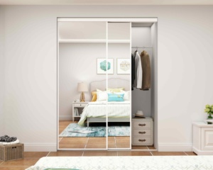 Thiết kế hiện đại trượt Barn <span class=keywords><strong>Closet</strong></span> gương cửa với phần cứng Kit Bypass tủ quần áo phụ kiện cửa - Product Image 3