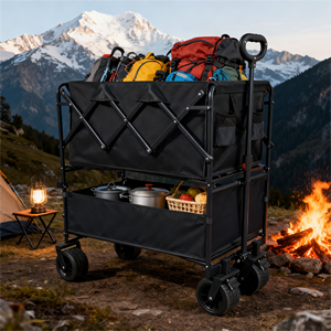 Складная легкая тележка для кемпинга — складная универсальная тележка повышенной прочности для активного отдыха, сада, покупок (грузоподъемность 250 кг) - Product Image 2