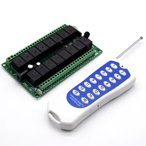 433Mhz Remote Control Switch for Light Door Garage Gate Remote DC 12V 16CH 16 Channel Relay Receiver and Controller