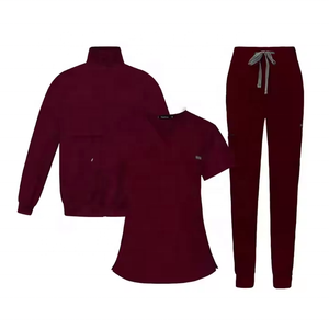 Veste d'échauffement pour infirmière avec logo personnalisé 3 ensembles de vestes d'échauffement pour infirmière vestes d'échauffement pour infirmière avec fermeture éclair frontale extensible pour hôpital - Product Image 4