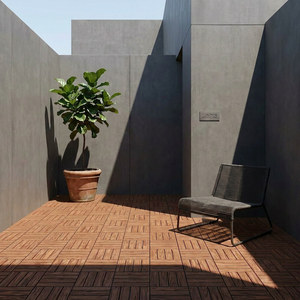 Dalles de terrasse WPC 3D hyper-réalistes en relief, revêtement de <span class=keywords><strong>sol</strong></span> extérieur composite emboîtable avec grain de bois tactile pour balcon de luxe - Product Image 4