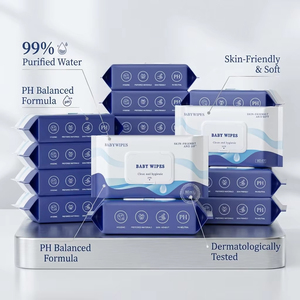 Lingettes humides pour bébé personnalisées OEM/ODM, marque privée, 80 lingettes, eau pure, sans alcool, hypoallergéniques, pour les mains et la bouche du bébé - Product Image 2