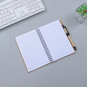 Cuaderno de bobina de libro ECO espiral de metal doble con bolígrafo de papel cuaderno de banda elástica reciclable para regalo de promoción