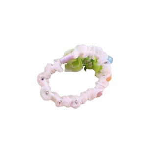 Élastique à cheveux perlé style coréen, couleurs mélangées, en tissu, pour chignon, accessoire capillaire décontracté pour femme - Product Image 5