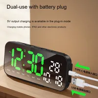 Horloge murale à miroir LED moderne créative multifonctionnelle Réveil électronique pour les étudiants pour le bureau et la coiffeuse