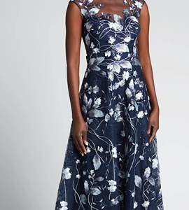 2022 vendita calda signore <span class=keywords><strong>vestiti</strong></span> di tendenza nuovi arrivi vestito da partito occidentale abito lungo in <span class=keywords><strong>Tulle</strong></span> ricamato floreale - Product Image 4