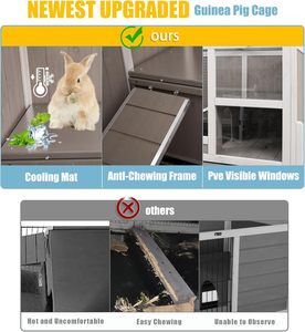 Jaula Moderna de Madera para Cobayas y Conejos con Diseño Bloqueable, Fácil Montaje, Bandeja Extraíble - Caja de Hábitat para Pequeños Animales Empaquetada - Product Image 4