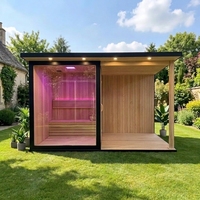 Cabine de sauna électrique extérieure moderne en bois massif de qualité supérieure avec bain de glace pour villa