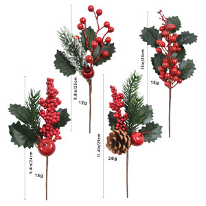 Rami di bacche artificiali rosse e coni di pino per decorazioni natalizie, ghirlande e lavoretti fai da te - per decorazioni natalizie fai da te - Product Image 3