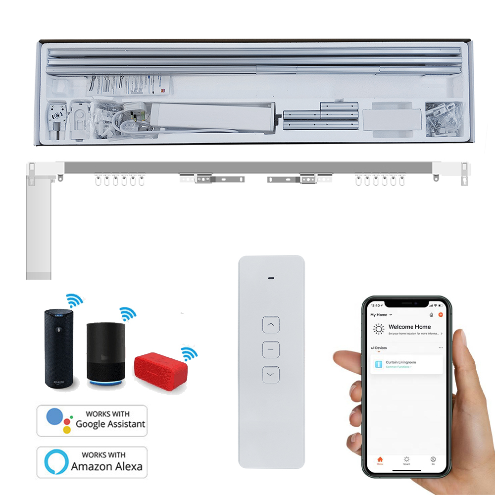 2026 Latest Tuya WIFI/Zigbee Smart Curtain Motor, Curtain Kit for Smart Home Solutions, Support Voice & One-Way Remote Control
