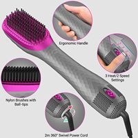 Sèche-cheveux brosse/peigne professionnel avec diffuseur 1100W, ionique, 3 réglages de chaleur et 2 vitesses pour hôtels, salons et usage domestique