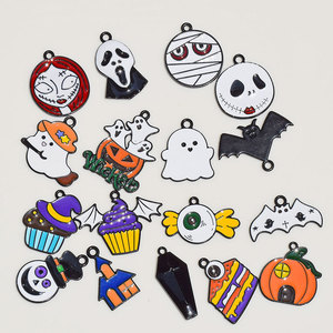 Abalorios de aleación de zinc con efecto de goteo de aceite para Halloween, suministros para la fabricación de joyas DIY, decoraciones para fiestas, colgantes para llaveros, venta al por mayor - Product Image 2