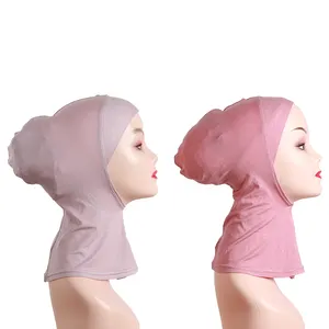 最新穆斯林全罩式颈部下巾头巾内女式头巾女帽伊斯兰棉