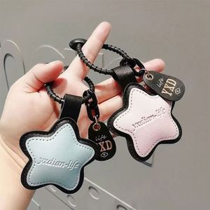Luxury Sublimation PU Leather Heart Star Smile Face <b>Keychain</b> <b>Personalized</b> Logo with Pendant - Product Image 5