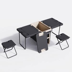 Hot Selling Plastic Folding Cooler Box Beach <b>Camping</b> Picnic Folding Cooler Box with <b>Table</b> and Chairs - Product Image 1