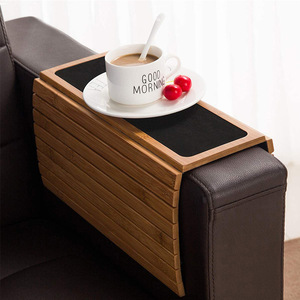 Reposabrazos de sofá de madera de bambú plegable, bandeja, mesa, brazo de sofá, aperitivos, bebidas, Bandejas para servir para accesorios para el hogar - Product Image 1
