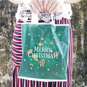 Plastic Shopping Bag Custom Logo Printed Plastic Christmas Gift Drawstring Bags Handle Shopping Bag Customised Gift Bag