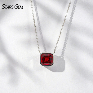 StarsGem Bijoux Fins Collier Pendentif en Or Massif 10K avec Émeraude Colombienne Synthétique Taille Asscher Sertie en Bezel - Product Image 3
