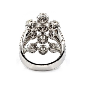 2022, joyería fina de 14K más vendida, joyería para mujer, oro blanco de 18K, Joyería de diamantes de alta calidad, anillo de racimo de corte rosa para dama - Product Image 3