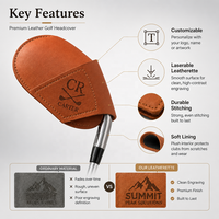 Couvre-chef de club de golf en similicuir Laserable Couvre-chef en fer de golf durable Accessoires de sport de plein air pratiques