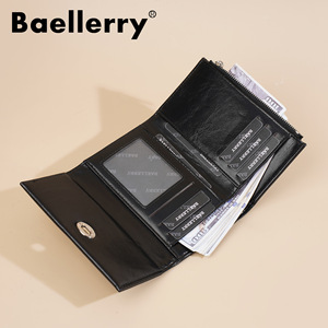 กระเป๋าสตางค์แบบสามพับสำหรับผู้หญิง Baelerry สีพื้น หนัง PU ดีไซน์เรียบง่าย ใช้ได้ทุกวัน - Product Image 2