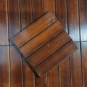 Tercel Carbonized Wood Deck Tiles Interolcking Floor Made Of Natural Wood With PE Base