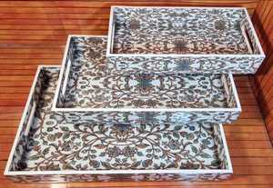 ถาดเสิร์ฟ MDF พิมพ์ลาย – ลายดอกไม้เพสลีย์กันน้ำ ถาดเสิร์ฟอาหารเช้าและชาสำหรับตกแต่ง โดย YSR Creations - Product Image 6